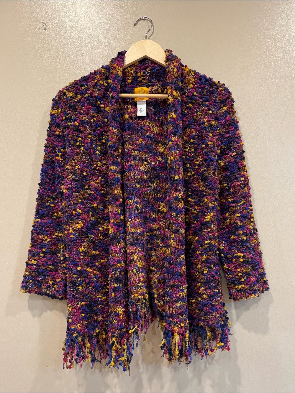 Confetti Sprinkle Teddy Jacket Grandma Core Comfy Fall Sweater Tweed Cardigan